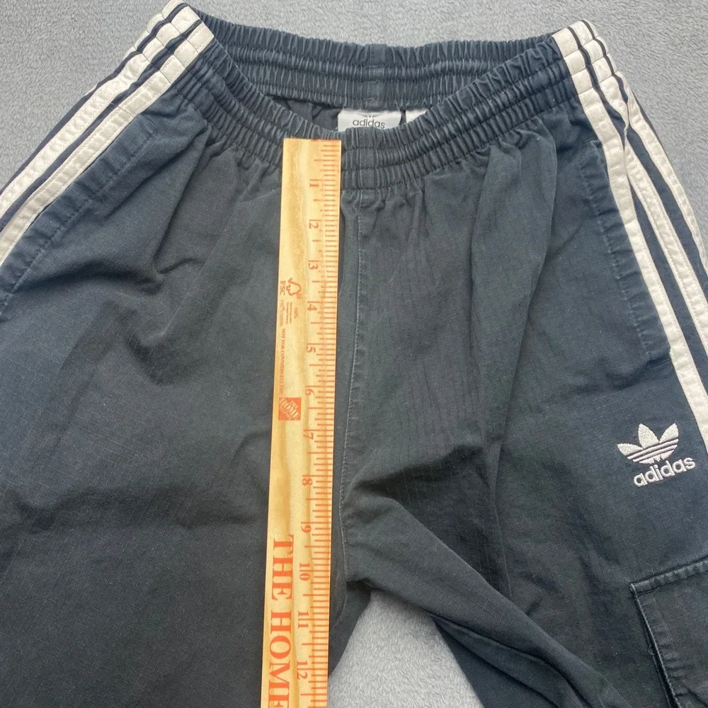 Adidas Originals Pants Mens Small Ripstop Cargo Black White 3 Stripe Trefoil